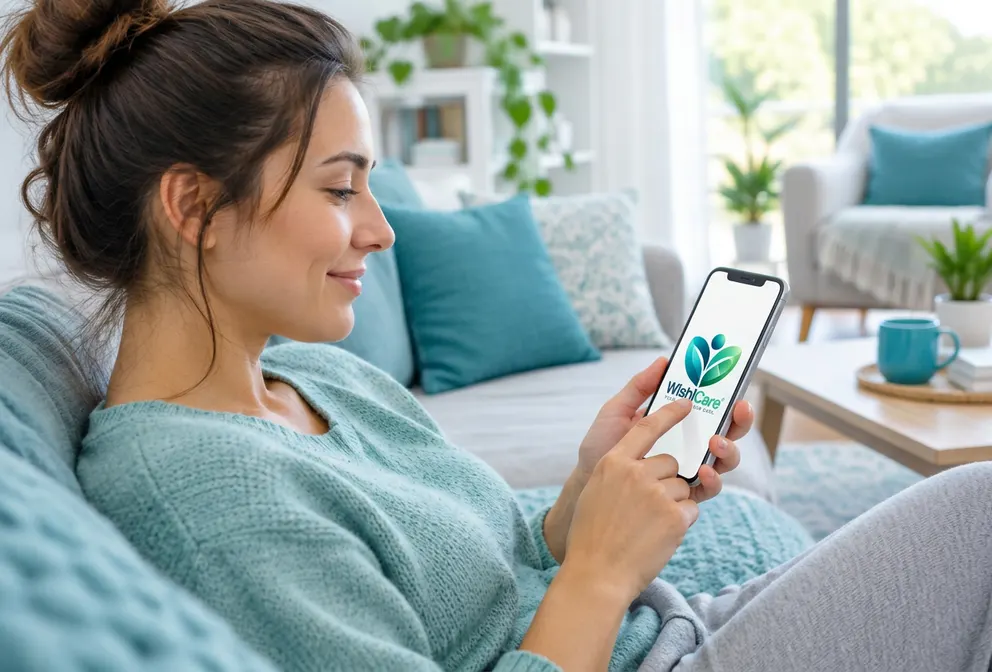 Una mujer desbloqueando su teléfono con una huella digital